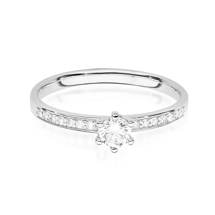 Pierścionek zaręczynowy z białego złota z diamentami 0,17ct Fire Of Love BW-459-0,17ct-b