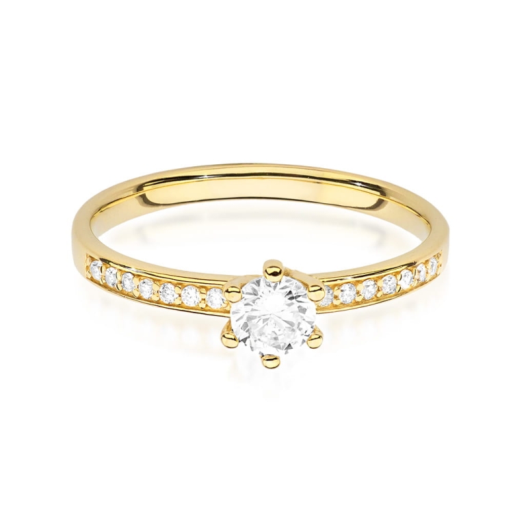 Pierścionek zaręczynowy z żółtego złota z diamentami 0,37ct Fire Of Love BW-459-0,37ct