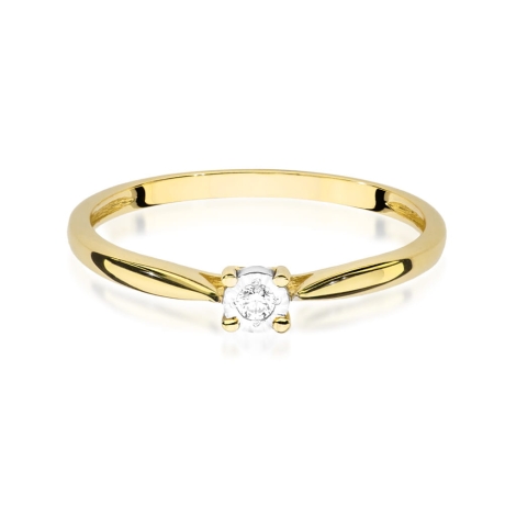 Przejdź do produktu Pierścionek zaręczynowy z żółtego złota z diamentem 0,03ct Fire Of Love