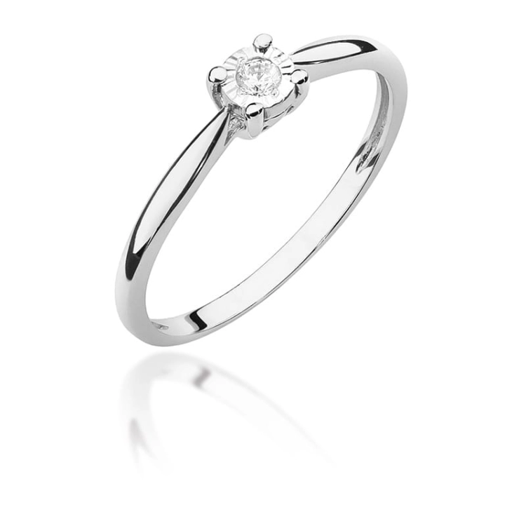 Pierścionek zaręczynowy z białego złota z diamentem 0,08ct Fire Of Love BW-461-0,08ct-b