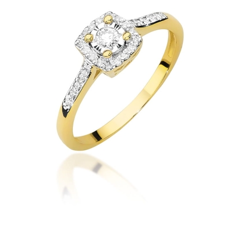 Przejdź do produktu Pierścionek zaręczynowy z żółtego złota z diamentami 0,21ct Fire Of Love