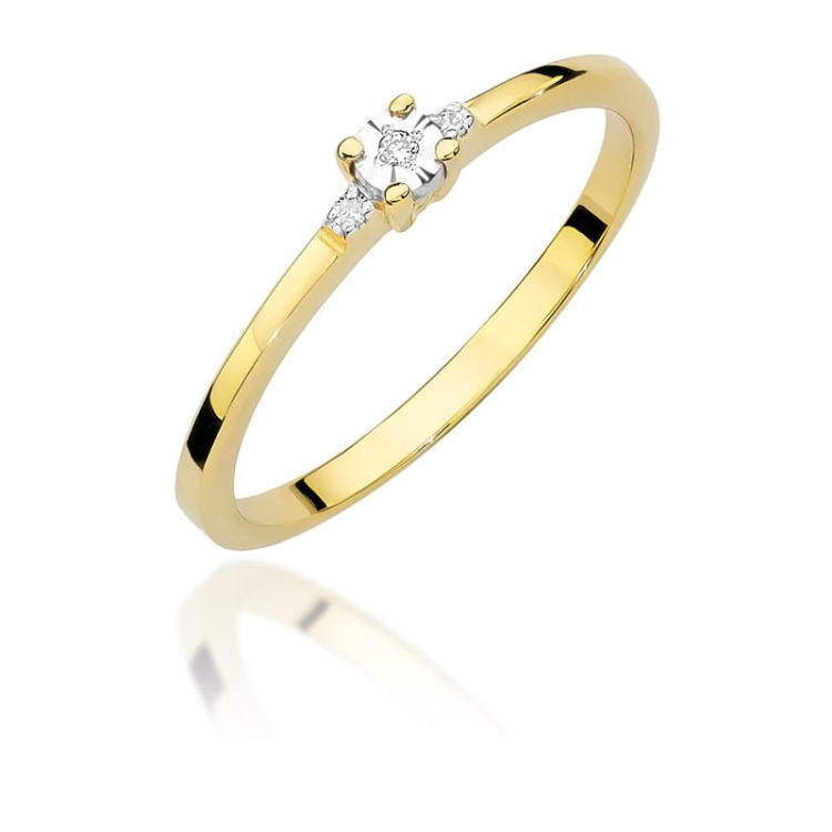 Pierścionek zaręczynowy z żółtego złota z diamentami 0,02ct Fire Of Love BW-464