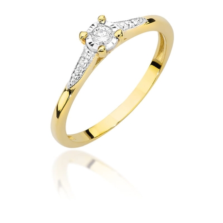 Przejdź do produktu Pierścionek zaręczynowy z żółtego złota z diamentami 0,11ct Fire Of Love