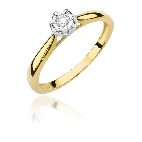 Przejdź do produktu Pierścionek zaręczynowy z żółtego złota z diamentem 0,08ct Fire Of Love