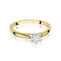 Pierścionek zaręczynowy z żółtego złota z diamentem 0,08ct Fire Of Love BW-468