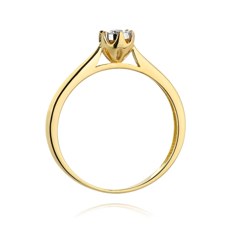 Pierścionek zaręczynowy z żółtego złota z diamentem 0,08ct Fire Of Love BW-468