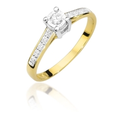 Pierścionek zaręczynowy z żółtego złota z diamentami 0,13ct Fire Of Love BW-474