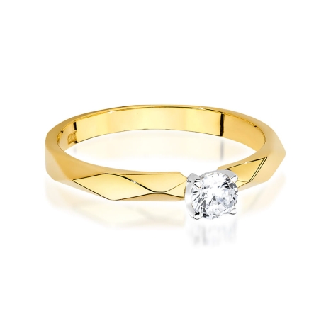 Przejdź do produktu Pierścionek zaręczynowy z żółtego złota z diamentem 0,15ct Fire Of Love