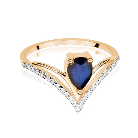 Przejdź do produktu Pierścionek zaręczynowy z różowego złota z szafirem i diamentami 0,12ct Fire Of Love 
