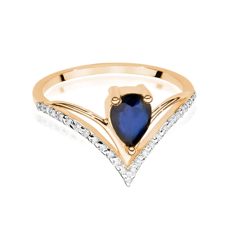 Pierścionek zaręczynowy z różowego złota z szafirem i diamentami 0,12ct Fire Of Love BW-487-r