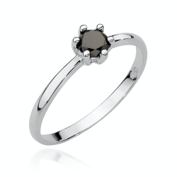 Pierścionek zaręczynowy z białego złota z czarnym diamentem 0,30ct Fire Of Love BW-496-b
