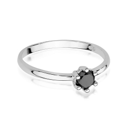 Pierścionek zaręczynowy z białego złota z czarnym diamentem 0,30ct Fire Of Love BW-496-b