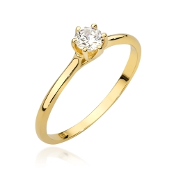 Pierścionek zaręczynowy z żółtego złota z diamentami 0,21ct Fire Of Love GW-499-0,21ct