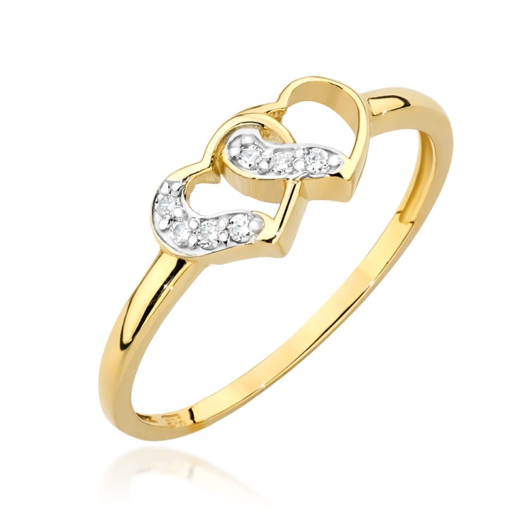 Pierścionek zaręczynowy z żółtego złota z diamentami 0,06ct Fire Of Love BW-500