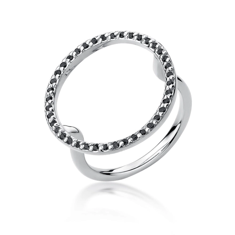 Pierścionek zaręczynowy z białego złota z czarnymi diamentami 0,20ct Fire Of Love BW-510-czarne-diamenty