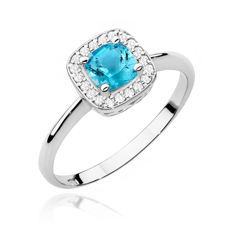Pierścionek zaręczynowy z białego złota z topazem i diamentami 0,10ct Fire Of Love BW-514-topaz-b