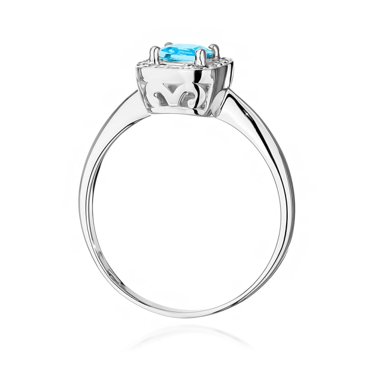 Pierścionek zaręczynowy z białego złota z topazem i diamentami 0,10ct Fire Of Love BW-514-topaz-b