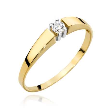 Przejdź do produktu Pierścionek zaręczynowy z żółtego złota z diamentem 0,10ct Fire Of Love 