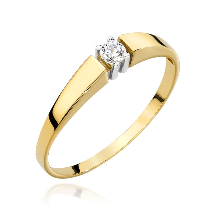 Pierścionek zaręczynowy z żółtego złota z diamentem 0,10ct Fire Of Love BW-524-0,10ct
