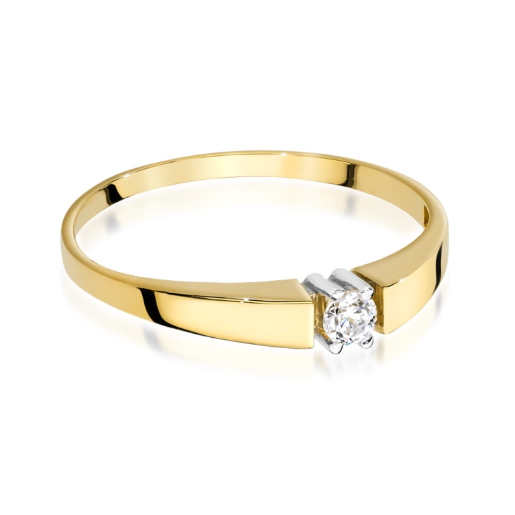 Pierścionek zaręczynowy z żółtego złota z diamentem 0,10ct Fire Of Love BW-524-0,10ct