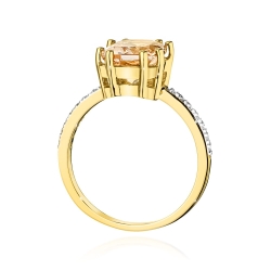 Pierścionek zaręczynowy z żółtego złota z morganitem i diamentami 0,07ct Fire Of Love BW-527-morganitem