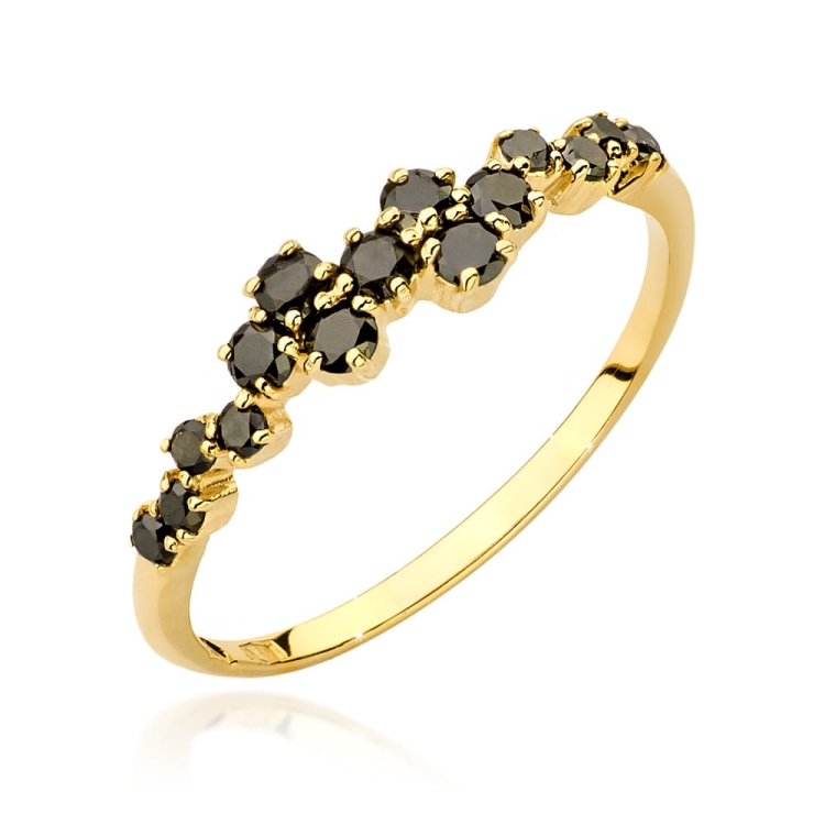Pierścionek zaręczynowy z żółtego złota z czarnymi diamentami 0,33ct Fire Of Love BW-528