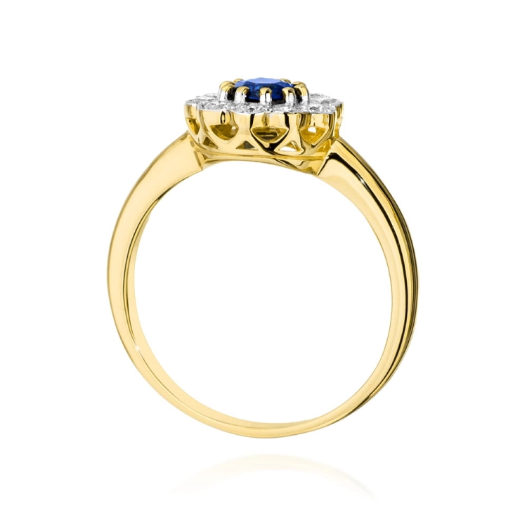 Pierścionek zaręczynowy z żółtego złota z szafirem i diamentami 0,30ct Fire Of Love  BW-529-szafir