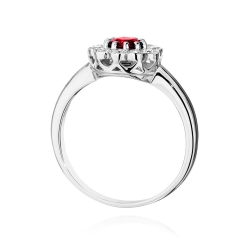 Pierścionek zaręczynowy z białego złota z rubinem i diamentami 0,30ct Fire Of Love BW-529-rubin-b
