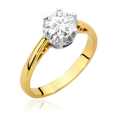 Przejdź do produktu Pierścionek zaręczynowy z żółtego złota z diamentem 1,00ct Fire Of Love 