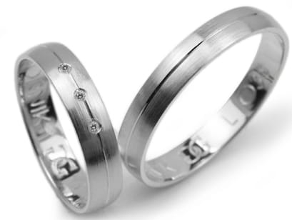 Obrączki ślubne z białego złota półokrągłe z cyrkoniami 4mm Lovely L038-b