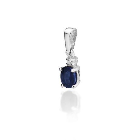 Przejdź do produktu Zawieszka z białego złota 585 z szafirem i diamentem 0,014ct The Diamonds