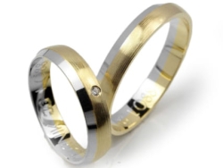 Obrączki ślubne dwukolorowe półokrągłe z cyrkonią 4mm Lovely L088-k